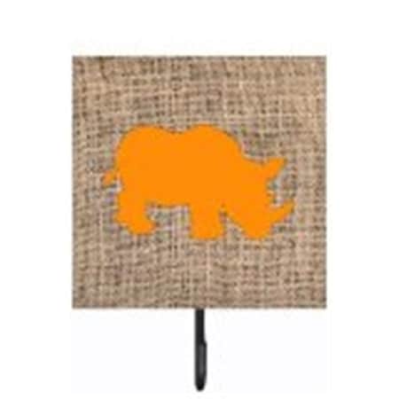 Carolines Treasures Rhinoceros Burlap And Orange Leash Or Key Holder BB1006-BL-OR-SH4